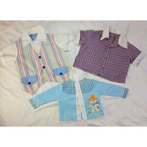 Infant Boy's 9-18 Month Dress Top Lot of 3 Catton Bros Cotton Candy Button Ups